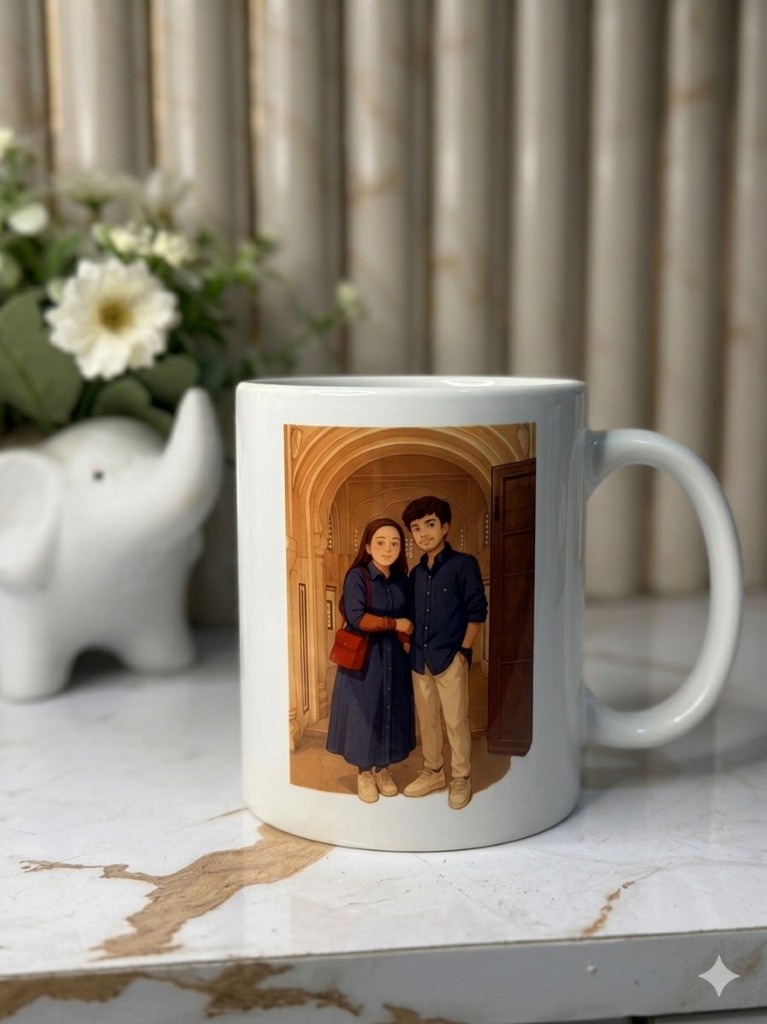 Personalized mug photo with custom portrait print